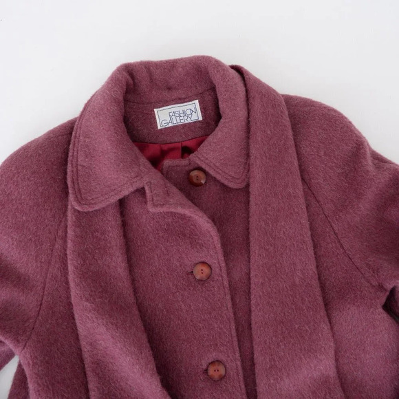 Vintage Fashion Gallery 72% Wool, 18% Mohair  Purple Single Breasted Winter Coat - Picture 12 of 15